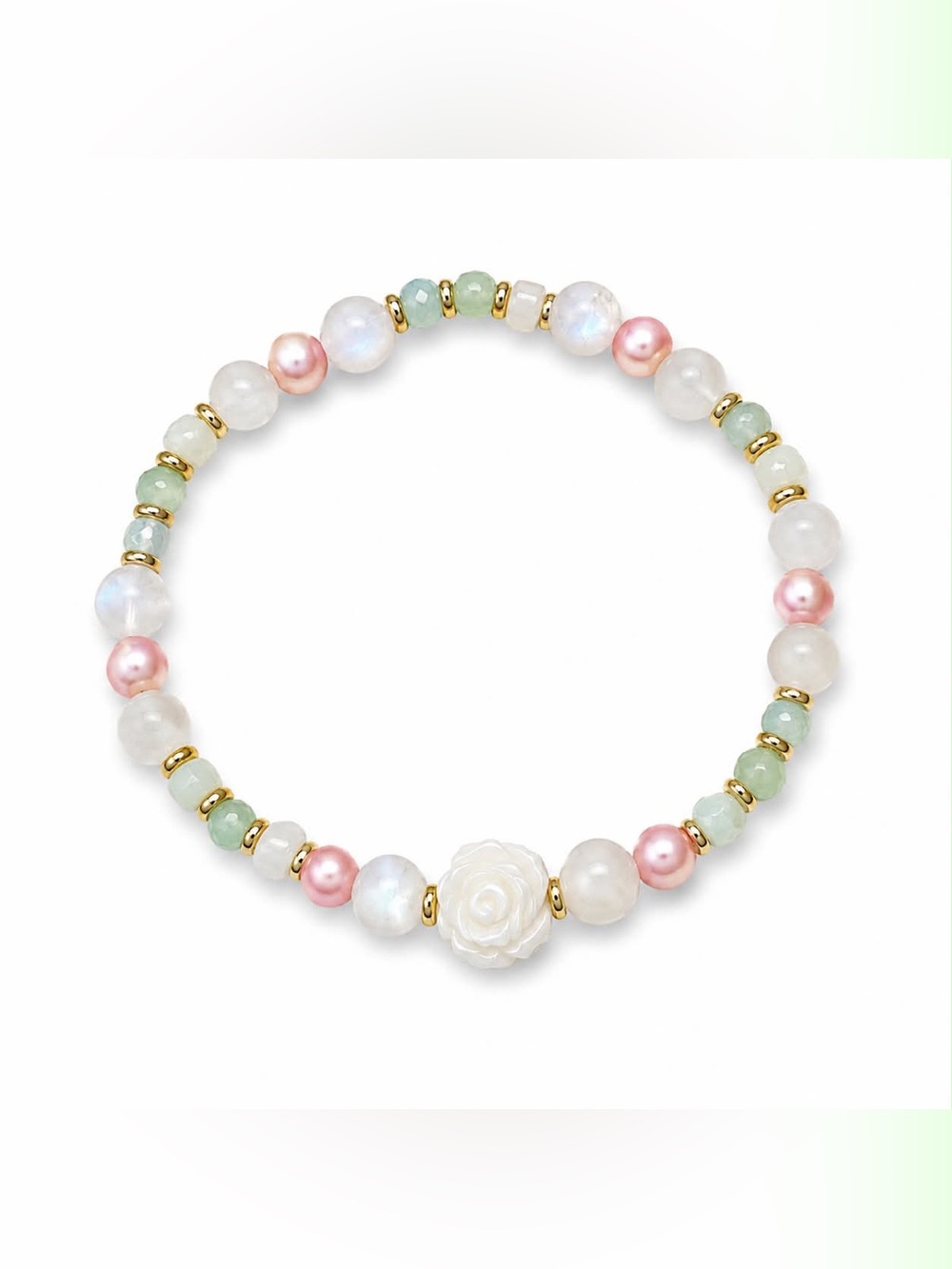 Handmade Aquamarine and Freshwater Pearl Stretch Bracelet